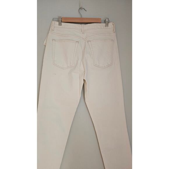 Nordstrom Topshop Straight Leg Raw Hem Jeans in White, Sz 8, NWT - Picture 7 of 13